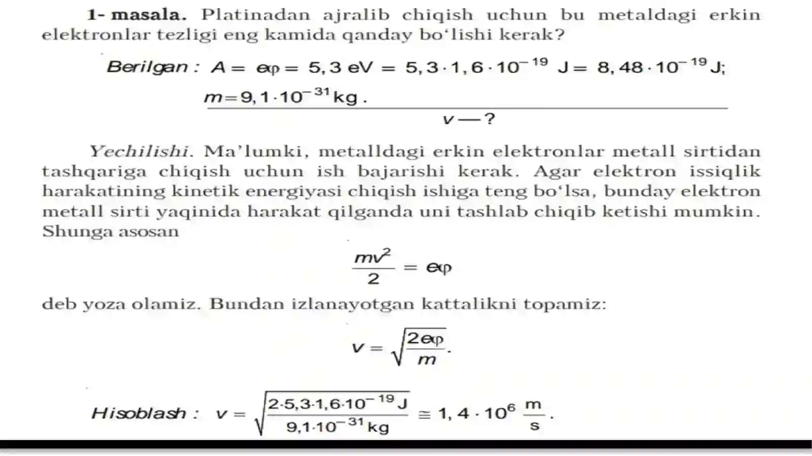 Elektroliz hodisasiga doir masalalar yechish 2