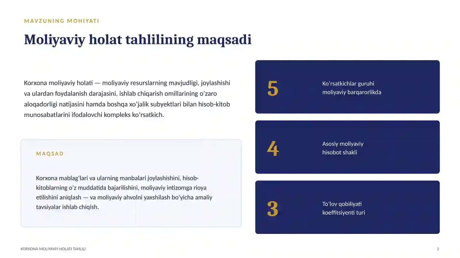 Korxonaning moliyaviy holati tahlili 2