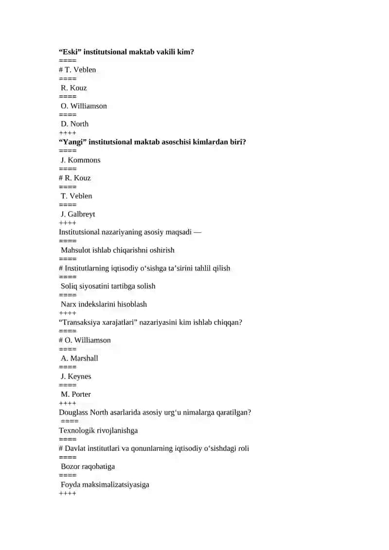 Institutlarning iqtisodiy faoliyatga ta’sirini 2