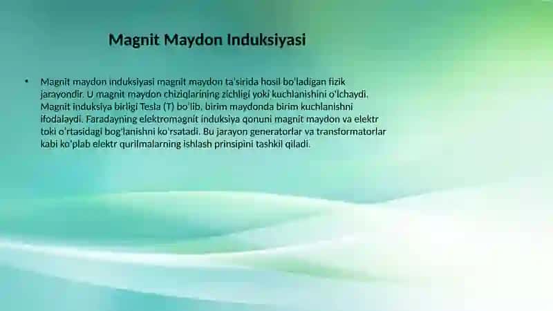 Magnit  maydon  induksiyasi.  Tokli  o‘tkazgichlarning  magnit maydoni 2