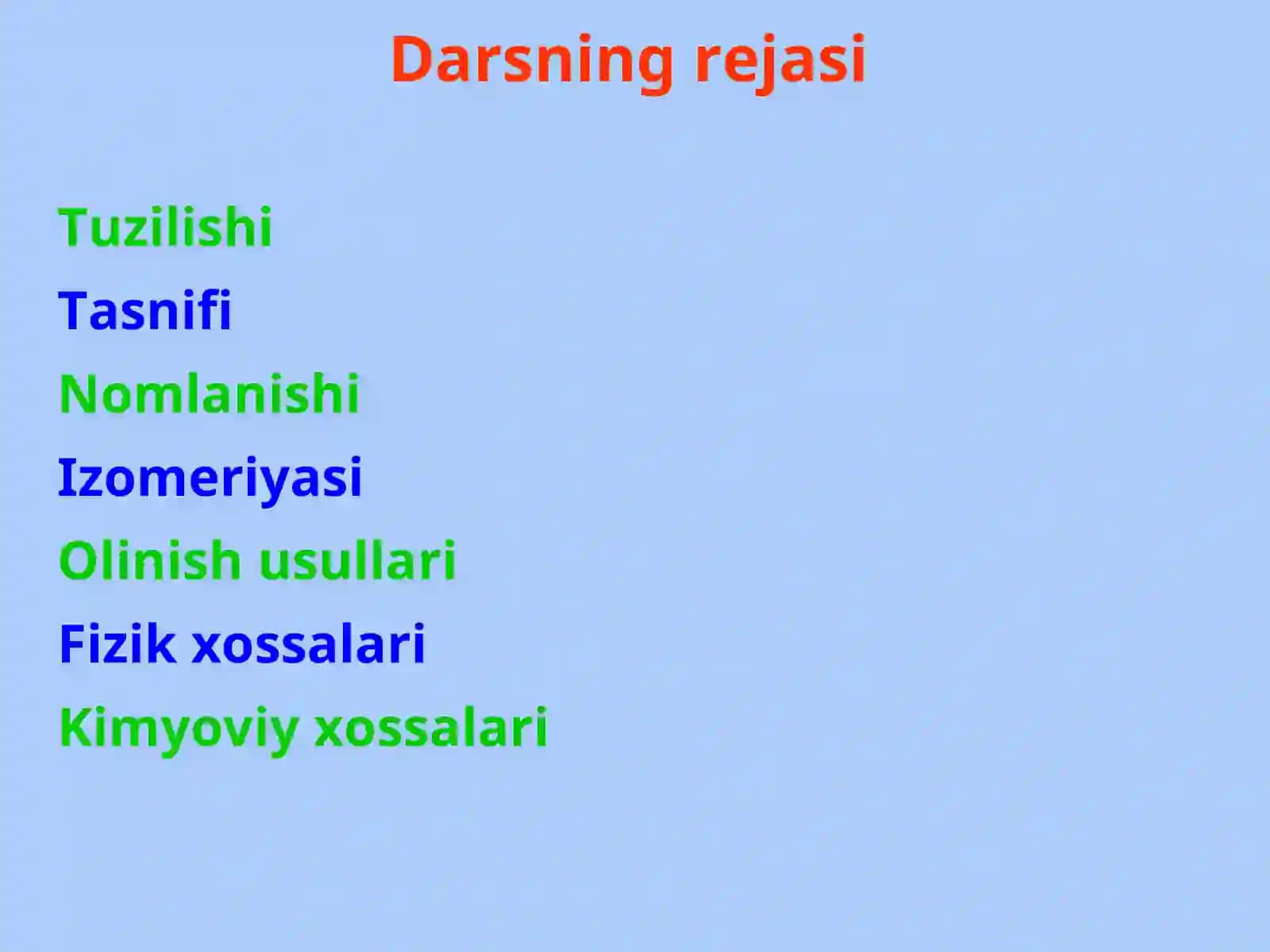 ORGANIK KIMYO FANI MA'RUZALARI 2