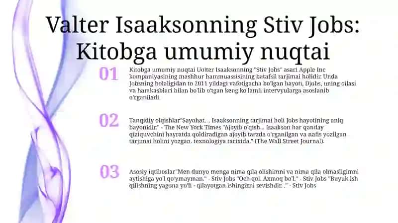 "Stiv Jobs" Kitobidagi Taqrizlar 2