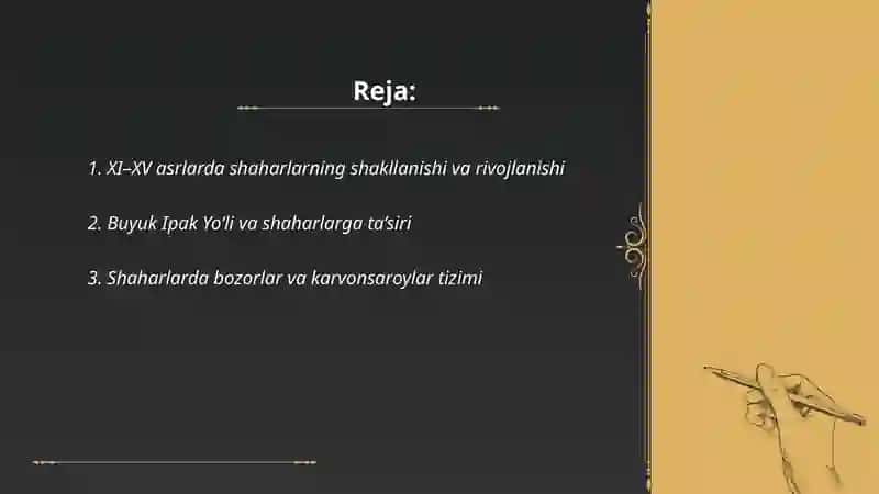 XI - XV asrlarda shahar va hunarmandchilik sixlari 2