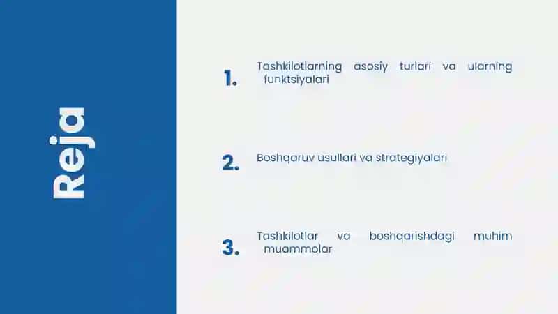 Tashkilotlar va ularni boshqarish 2