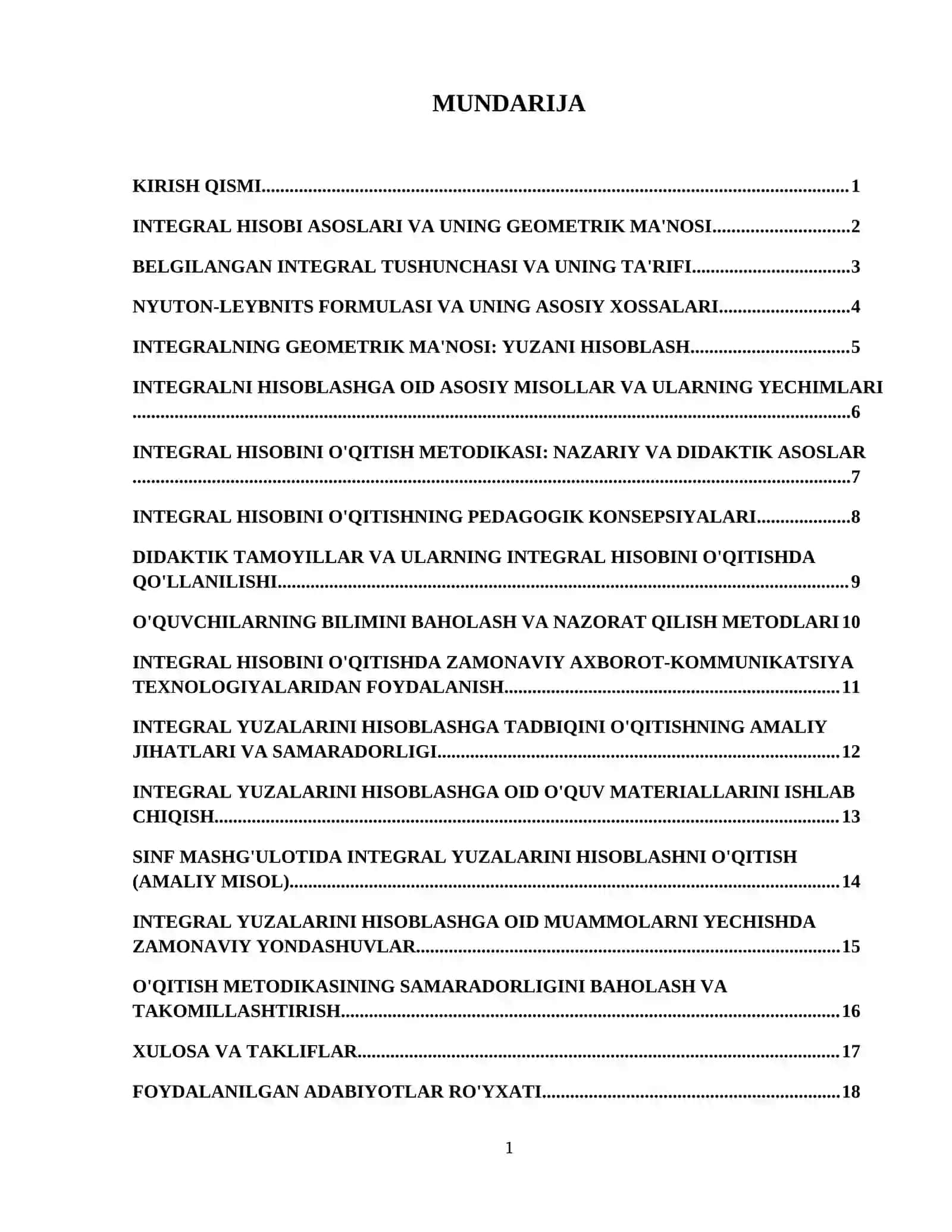 Integralni yuzalarini hisoblashga tadbiqini o'qitish metodikasi 2