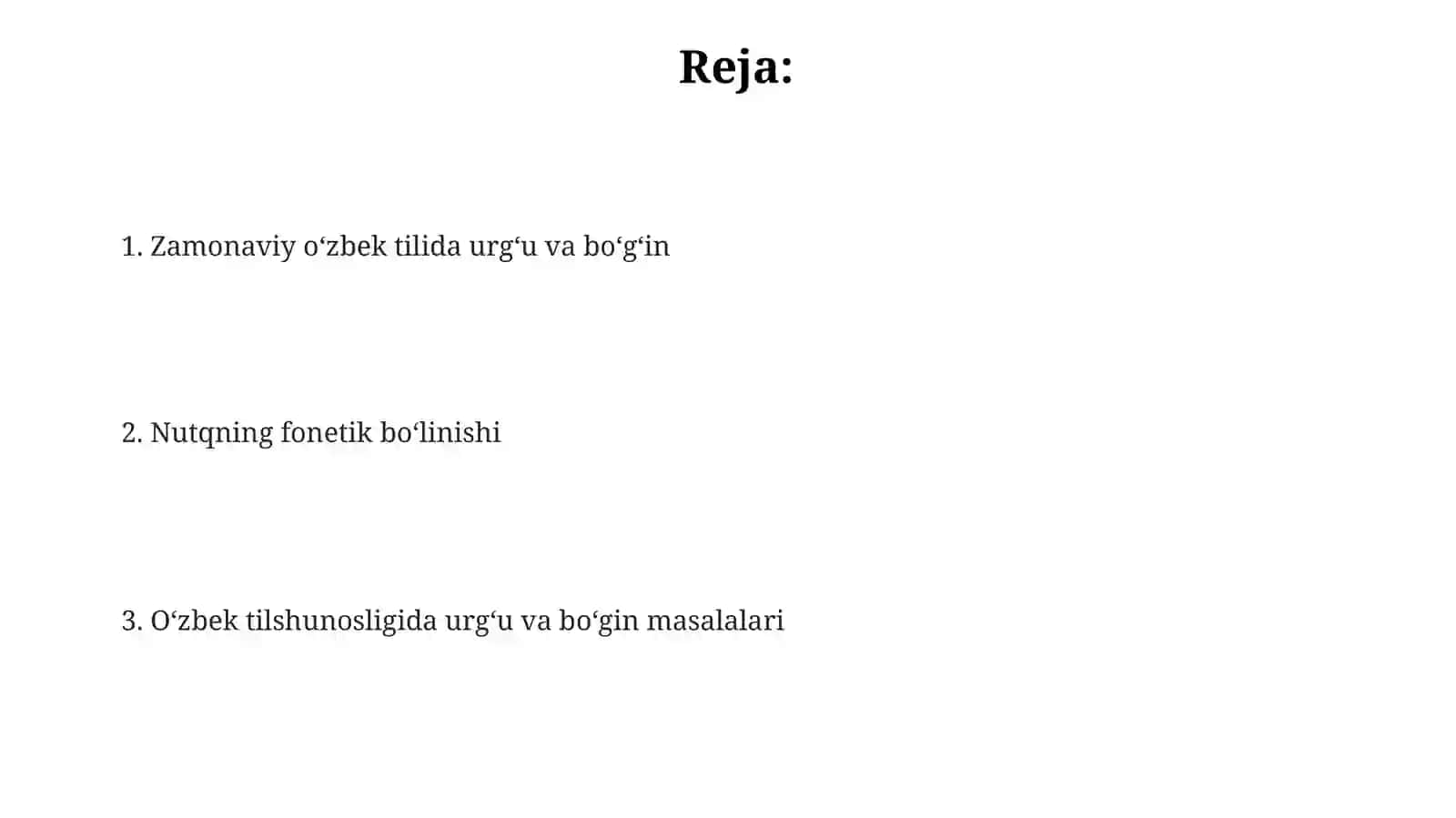 Zamonaviy oʻzbek tilida urgʻu va boʻgʻin 2