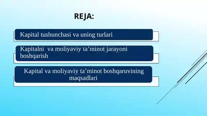 KAPITALNI VA MOLIYAVIY TA`MINOT JARAYONINI BOSHQARISH 2