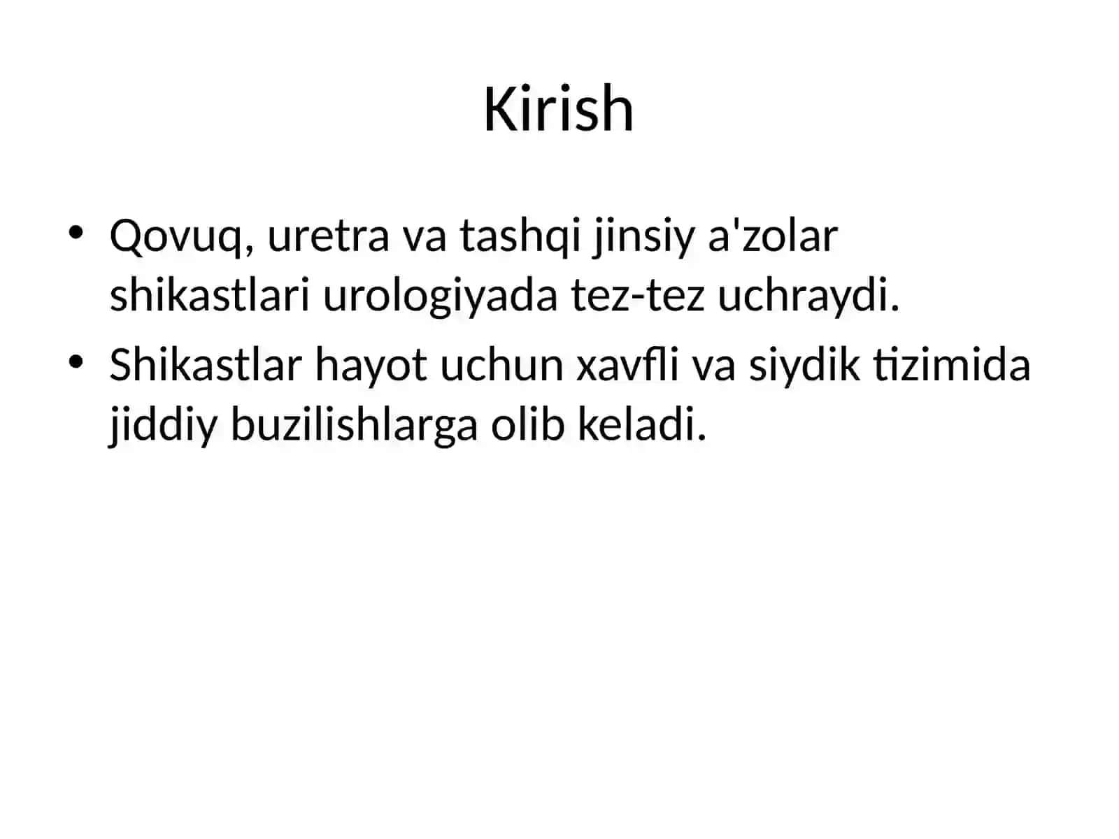 Qovuq, uretra va tashqi jinsiy a'zolar shikasti 2