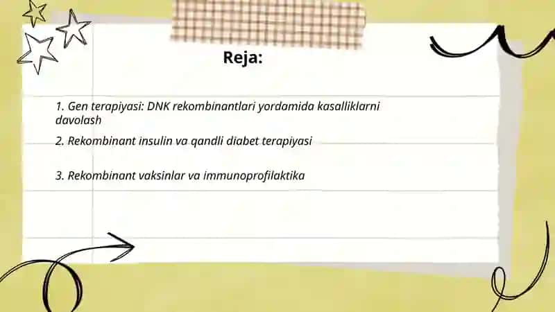 Tibbiyotda DNK rekombinantlarini qoʻllanilishi 2