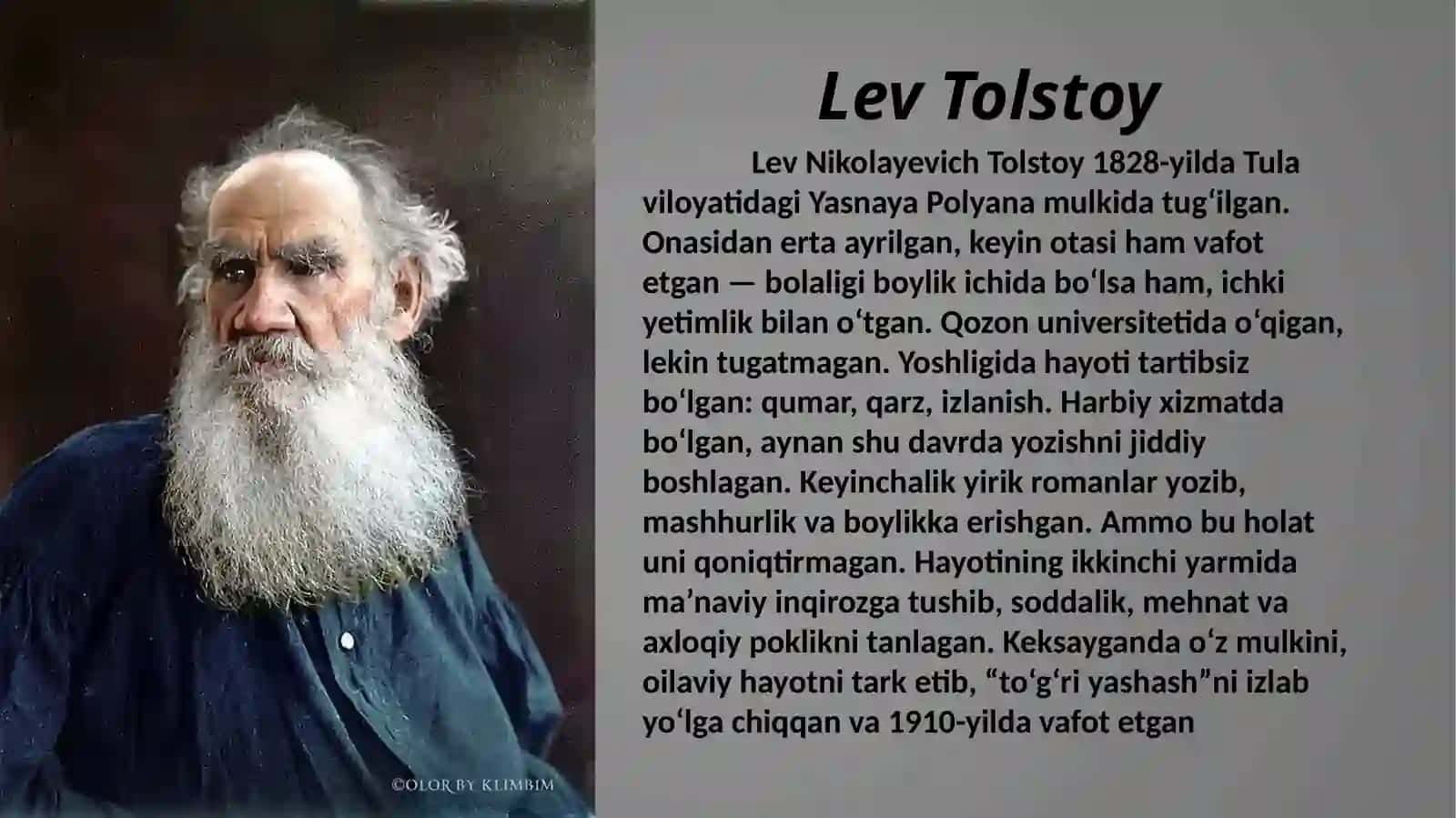 Lev Tolstoy va uning asarlari 2