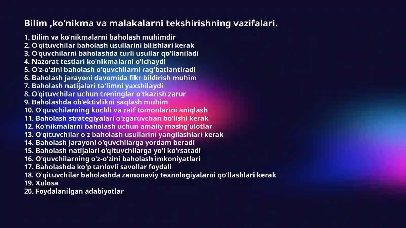 Bilim,ko'nikma va malakalarni tekshirishning vazifalari 2