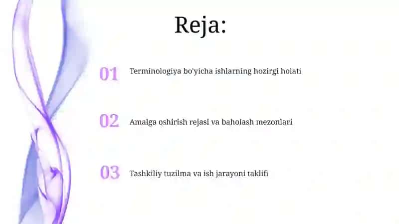 Terminologiya bo'yicha ishlar 2