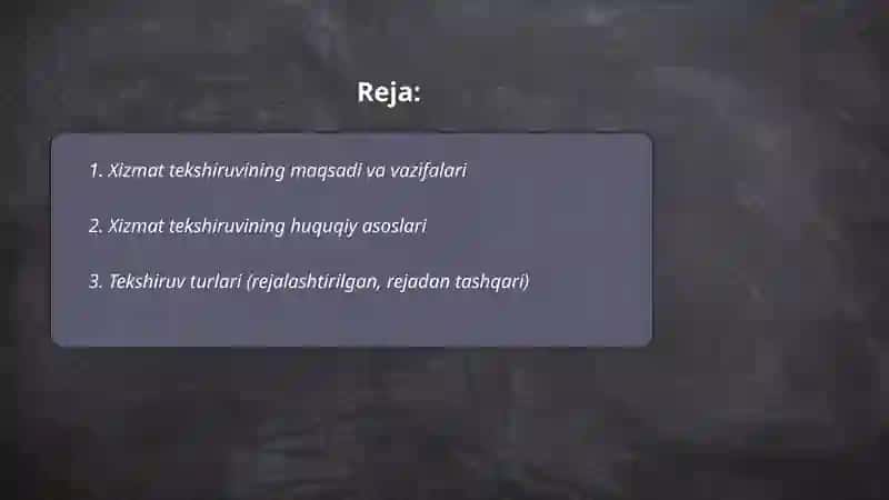 Xizmat tekshiruvi 2