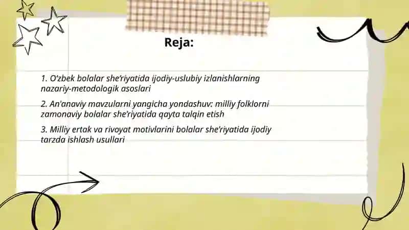 O’zbek bolalar she’riyatida ijodiy-uslubiy izlanishlar 2