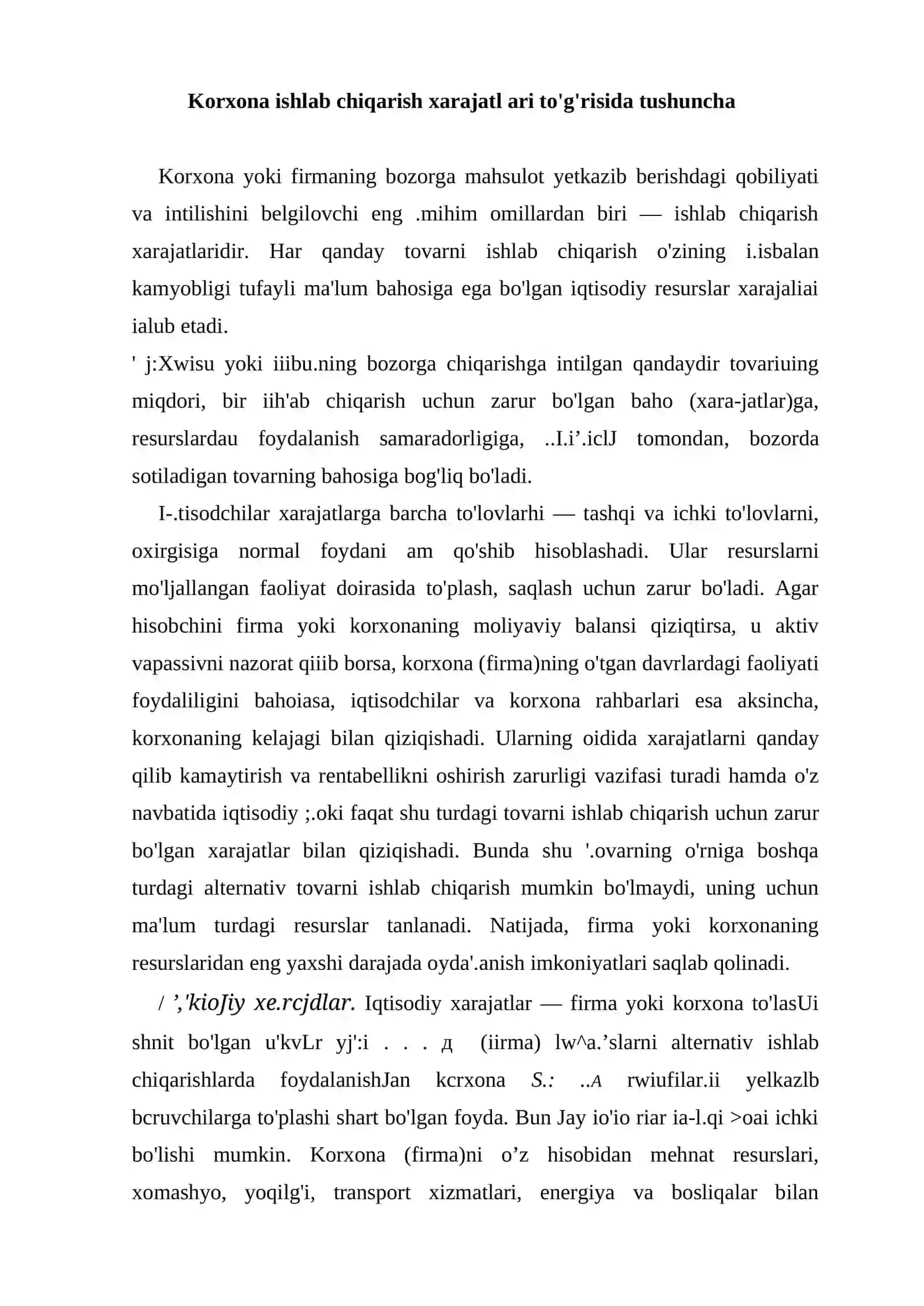 Ishlab chiqarish xarajatlari 2