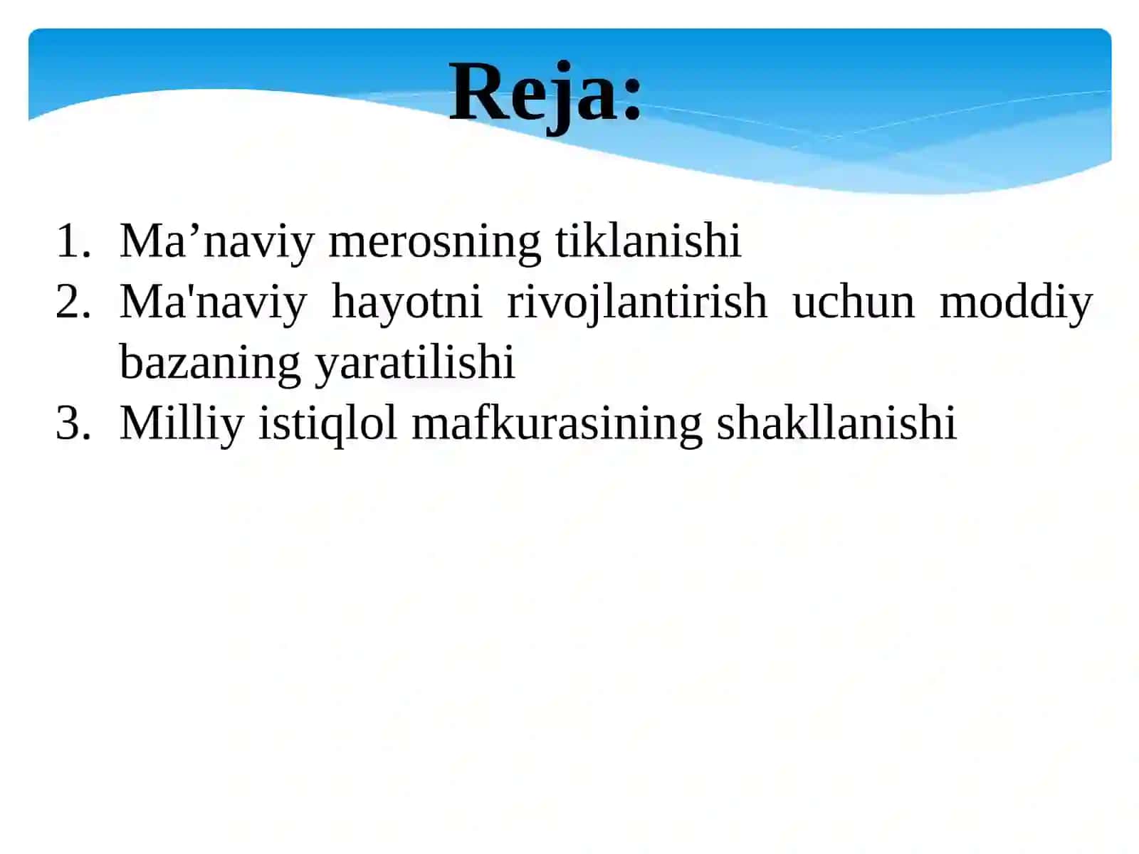Ma'naviy merosning tiklanishi 2