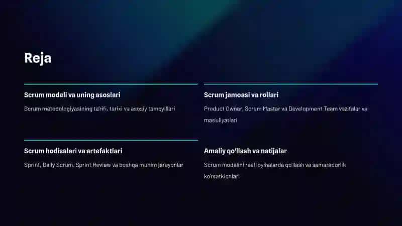 Scrum modeli asosida loyiha boshqaruvi 2