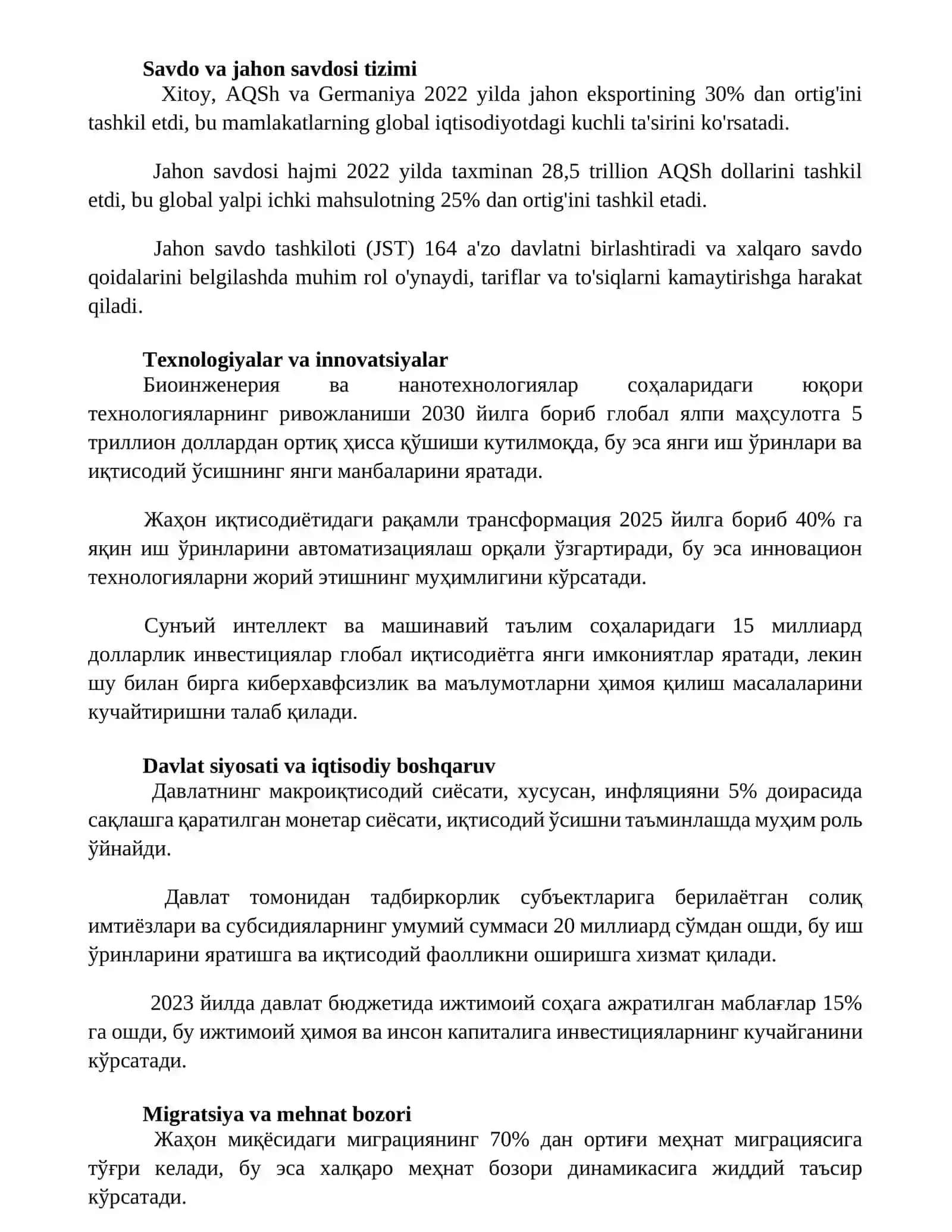 Jahon xoʻjaligi va uning evakuatsiyalar 2