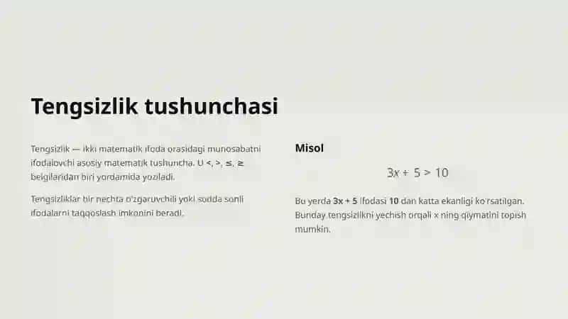 Tengsizliklarni qo‘shish va ko‘paytirish 1 2