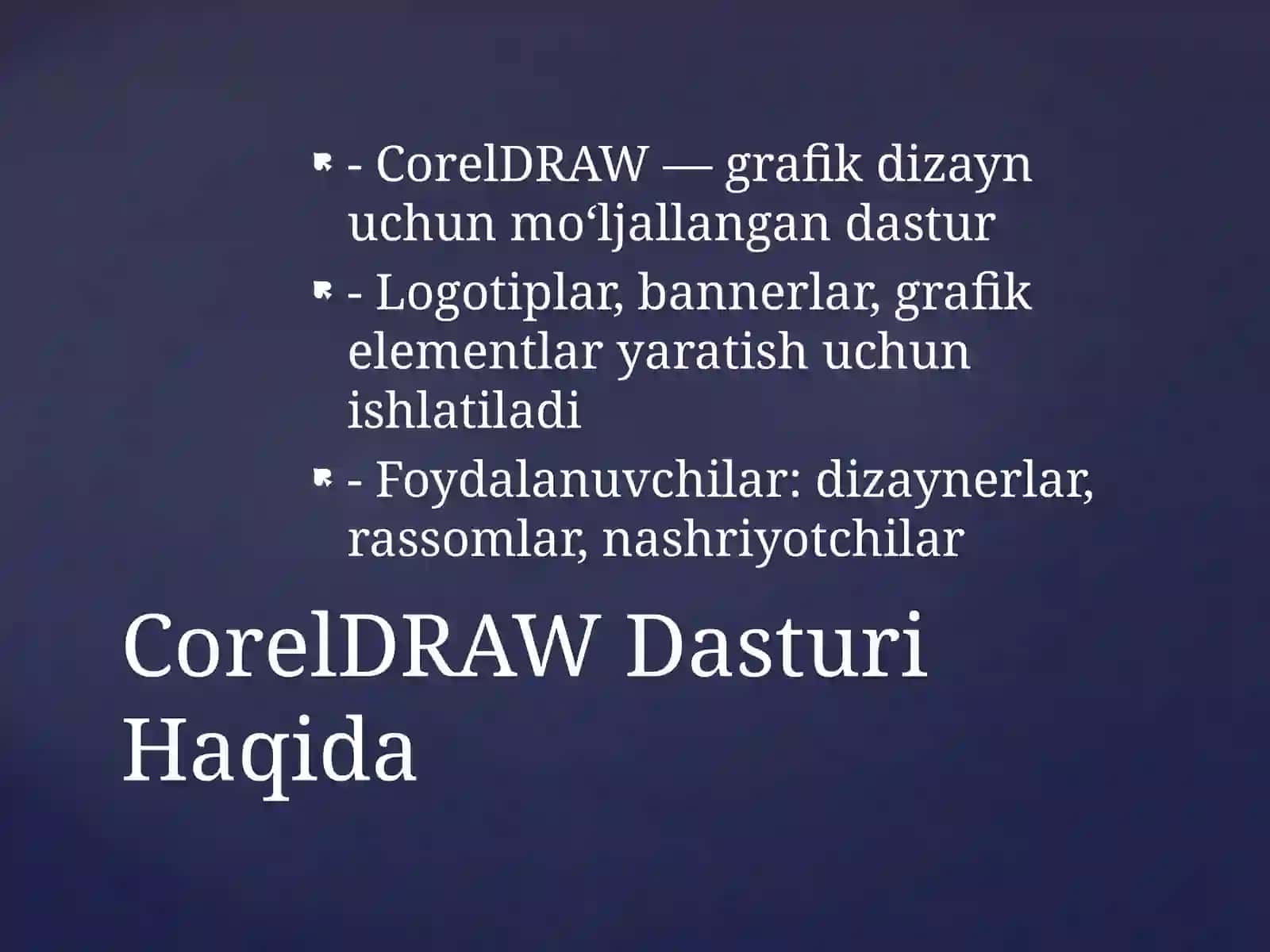 CorelDRAW Dasturiga Kirish 2