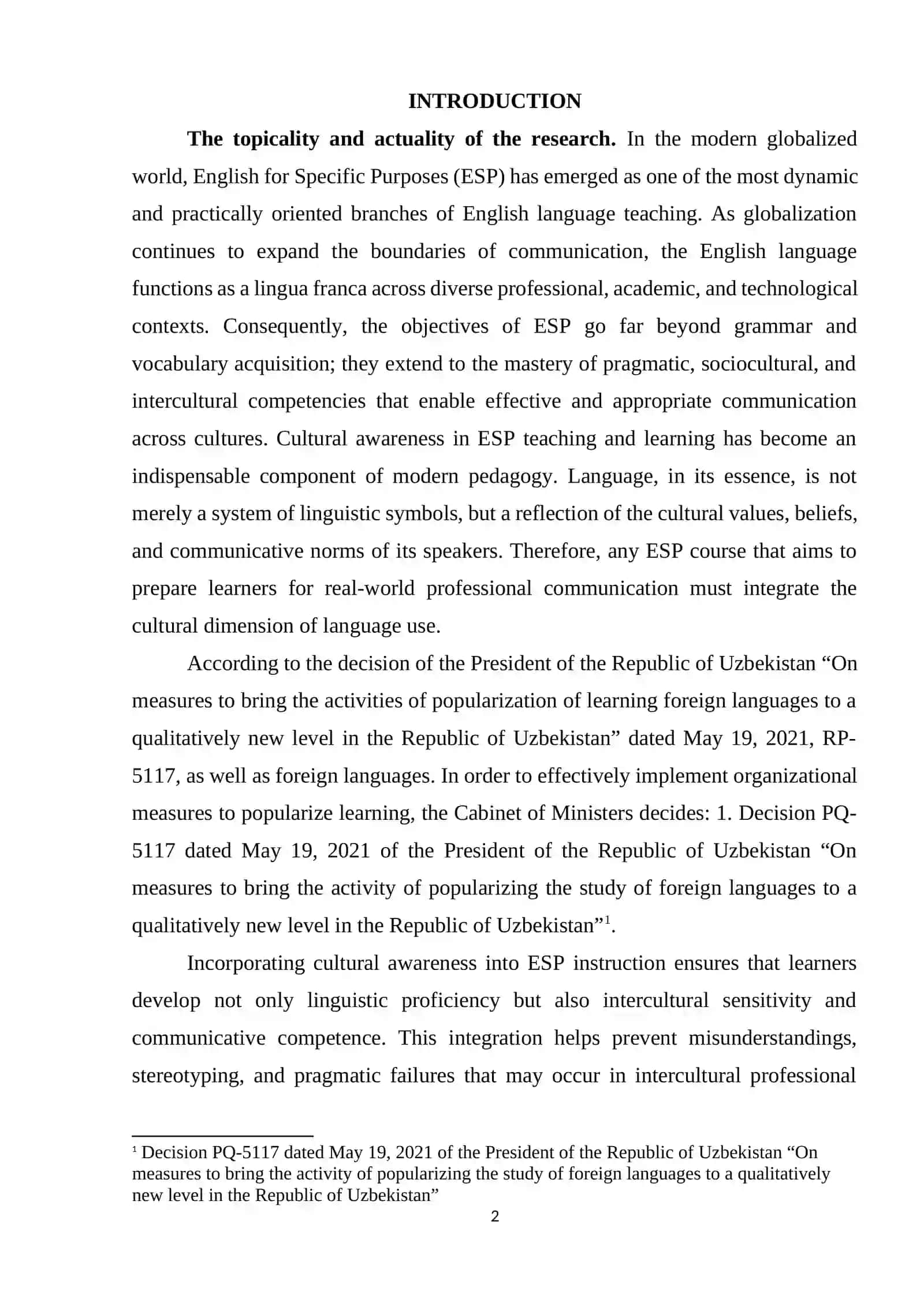 The importance of Cultural Awareness in ESP Teaching and Learning 2