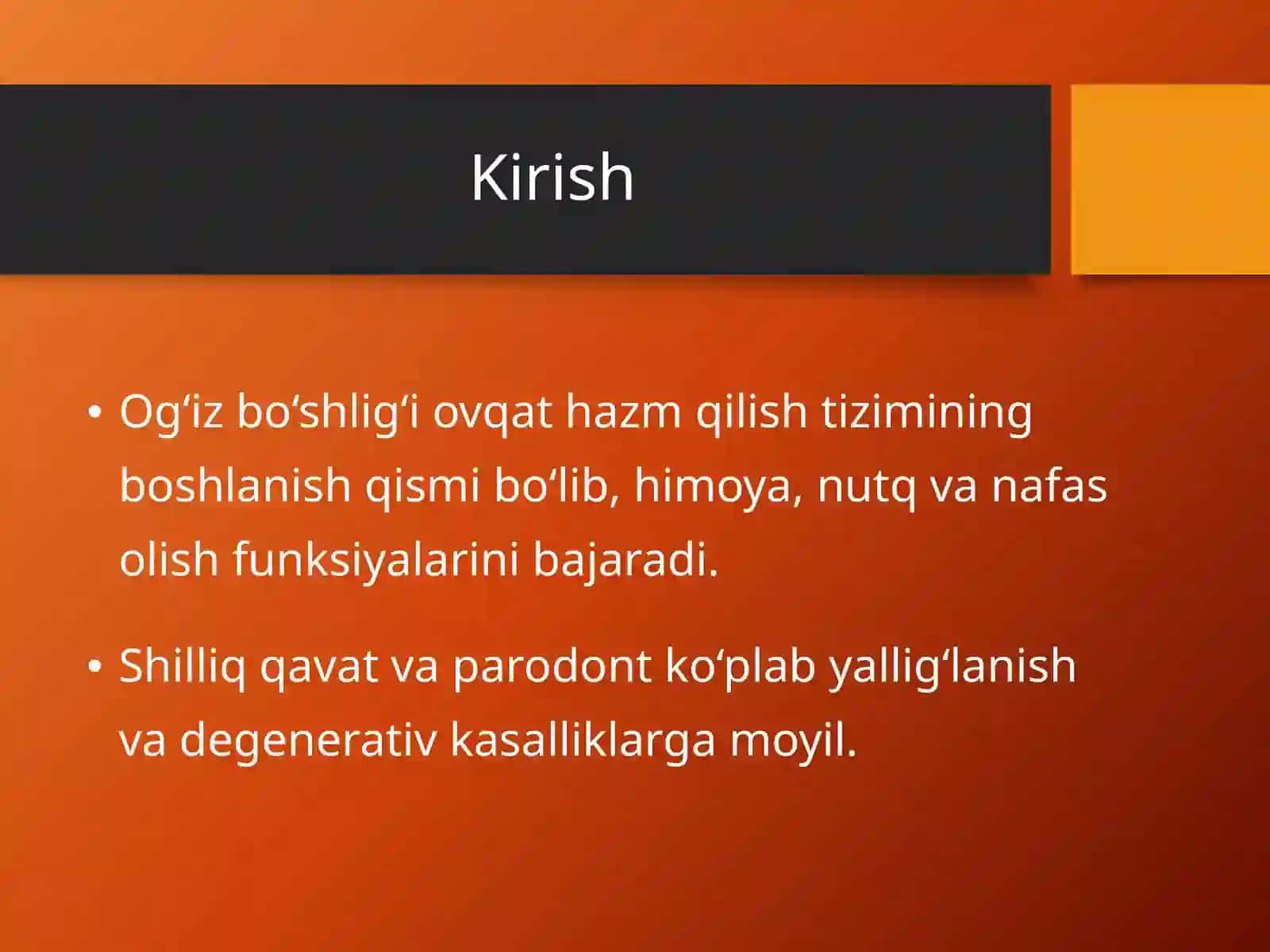 Tish va og‘iz bo‘shlig‘i shilliq qavati, Parodont kasalliklari 2