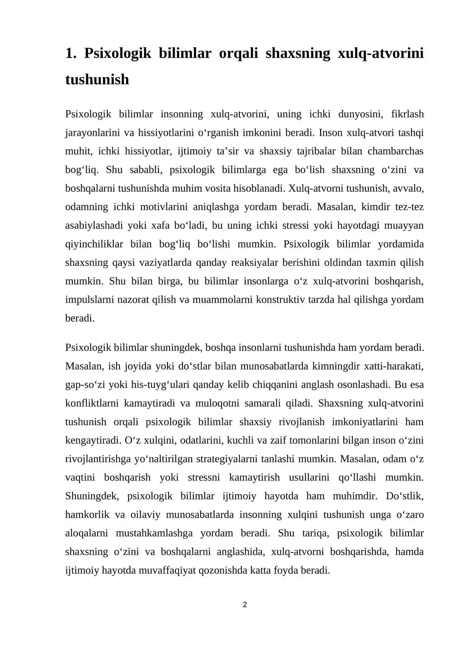 SHAXSNI IDROK QILISHDA PSIXOLOGIK BILIMLARNING AHAMIYATI 2