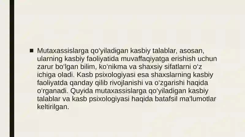 Mutaxassislarga qo‘yiladigan kasbiy talablar 2