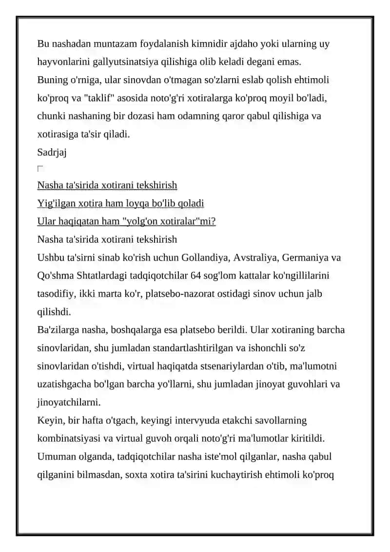 NASHA QABUL QILGAN BEMARLOR DAGI PSIXOZLAR 2