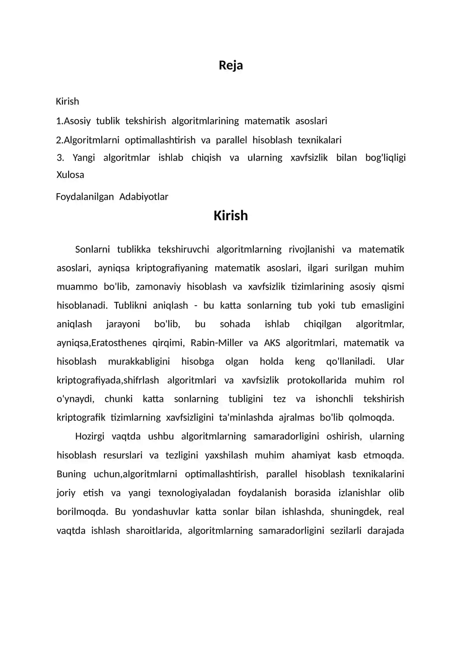 ANIQLASHTIRILGAN ALGORITMLARNING KOMPLEKS DASTURIY TA'MINOT 2