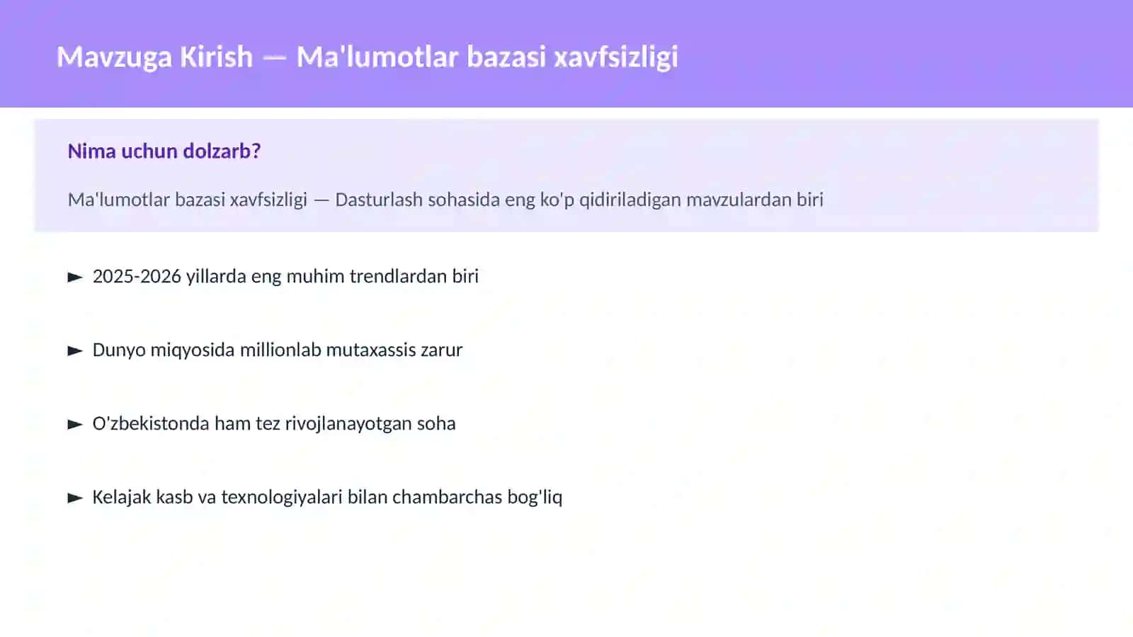 Ma'lumotlar bazasi xavfsizligi 2