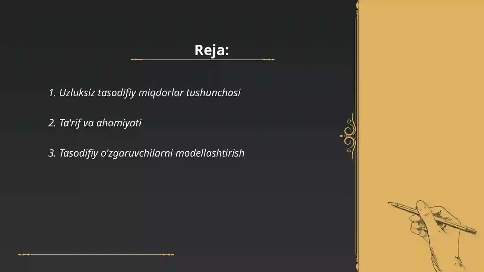 Uzluksiz tasodifiy miqdorlar 2