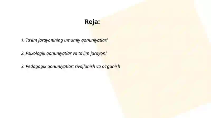 Ta'lim jarayonining qonuniyatlari va tamoyillari 2