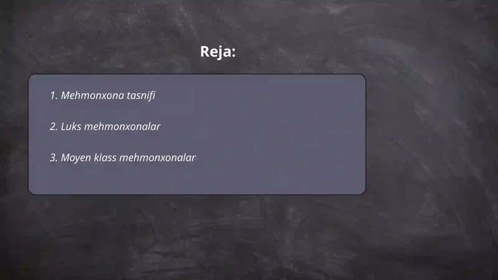 Mehmonxona tasnifi 2