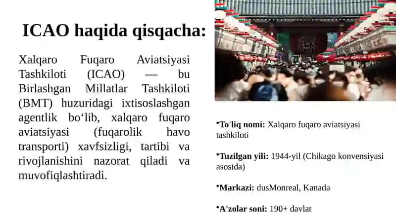 Xalqaro Fuqaro Aviatsiyasi Tashkiloti(ICAO) 2