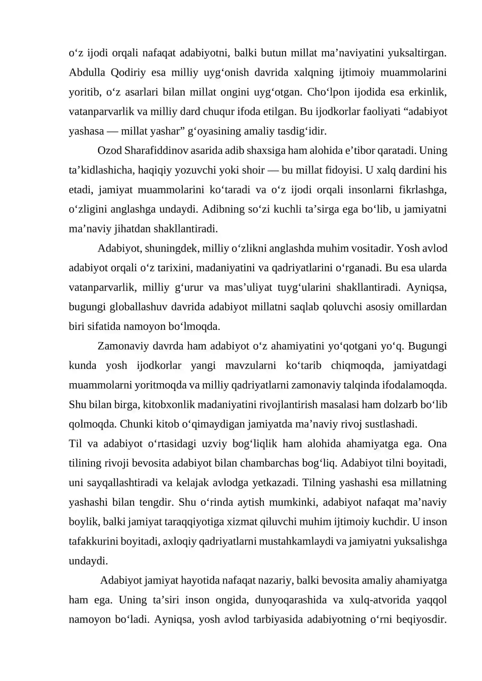Adabiyot yashasa — millat yashar 2
