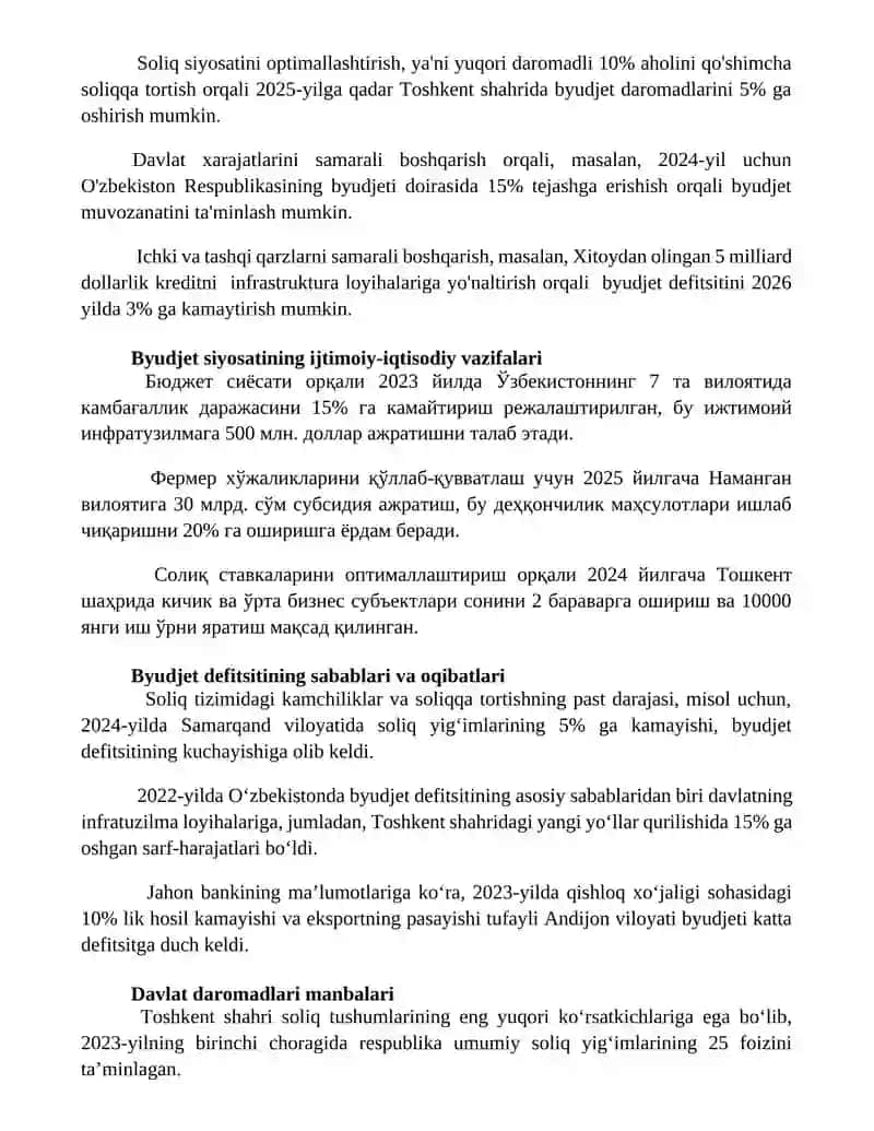 Fiskal (budjet-soliq) siyosat 2