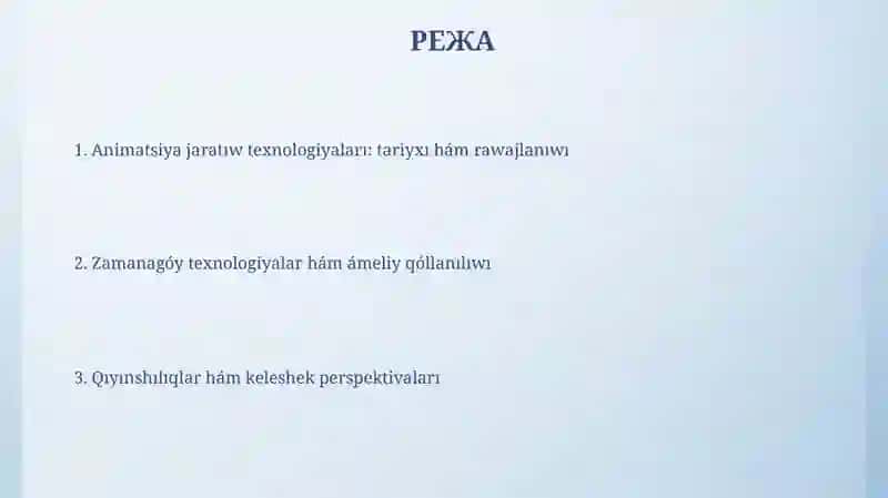 Animaciya jaratıw texnologiyaları 2