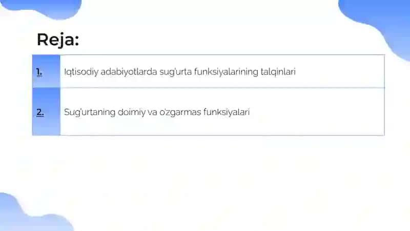 Sug’urtaning funksiyalari 2