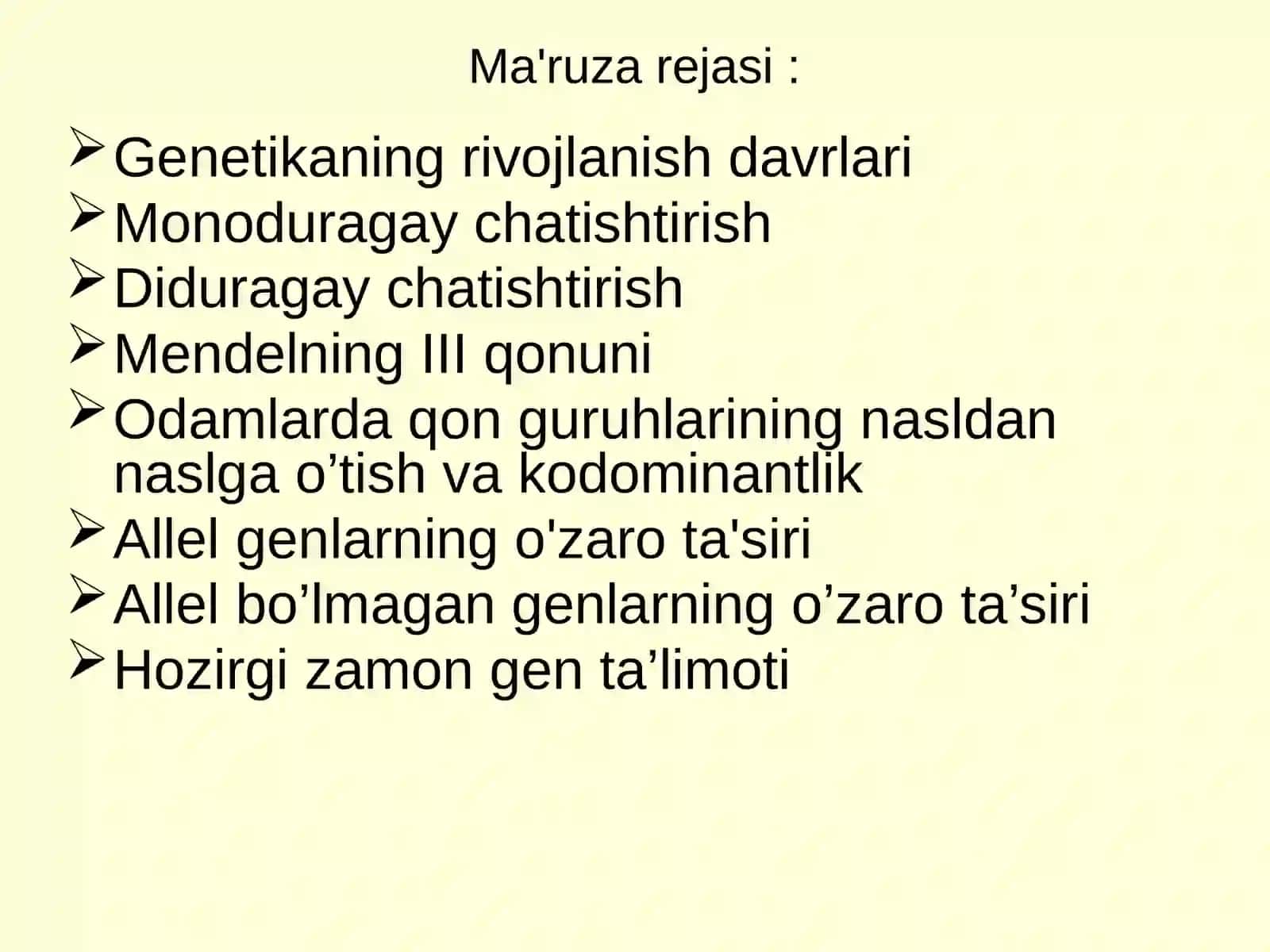 Umumiy genetika asoslari. Genlarning o‘zaro ta’siri 2