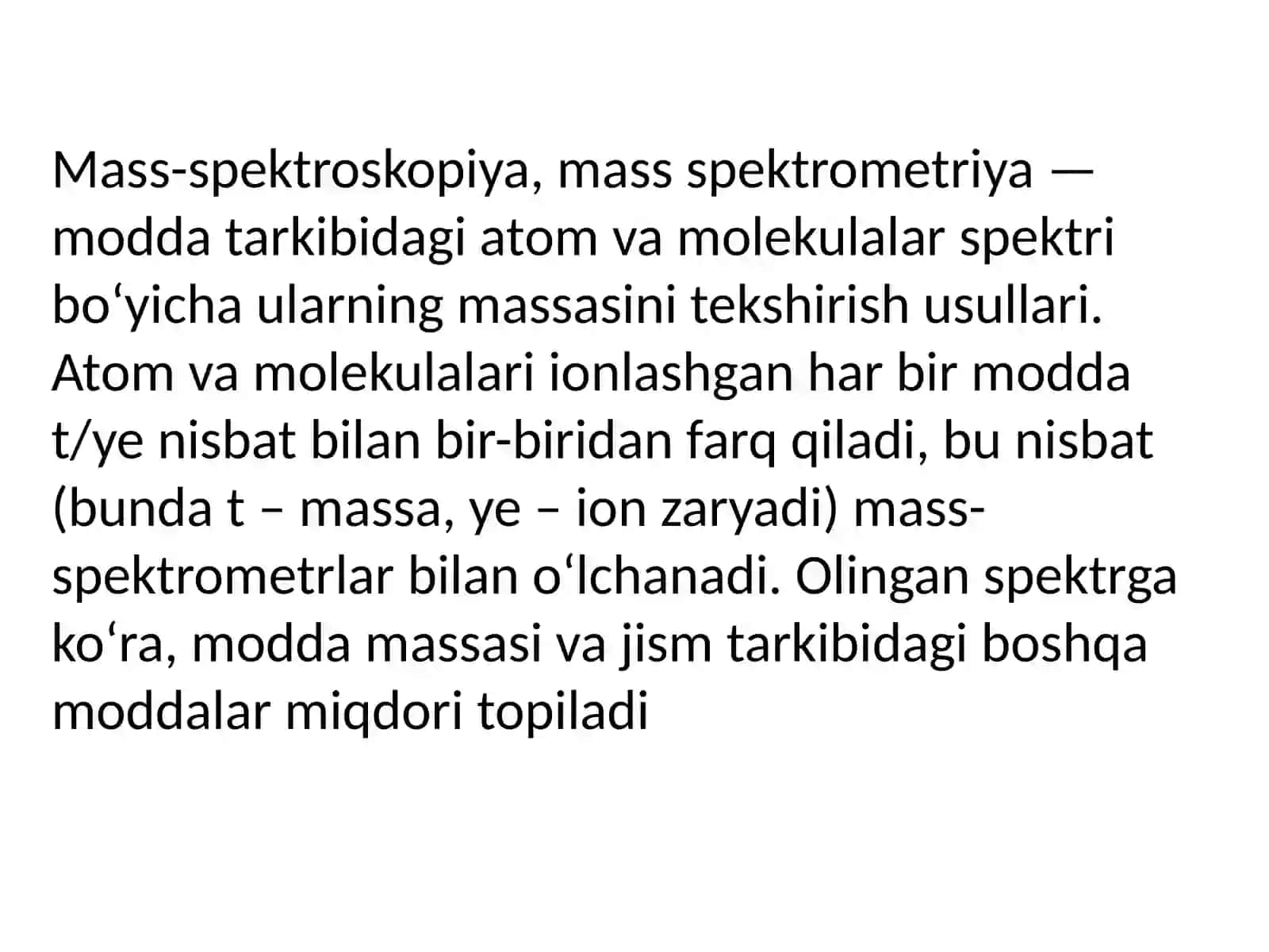 Mass-spektrometriyaning kimyoda qo'llanishi 2
