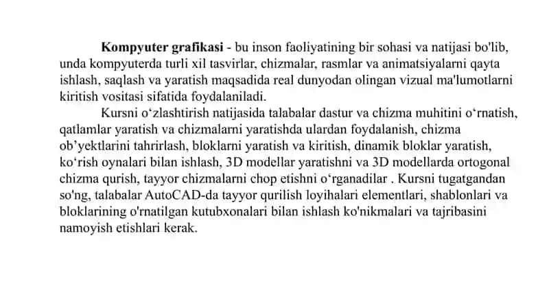 Kompyutergrafikasi kursi 2