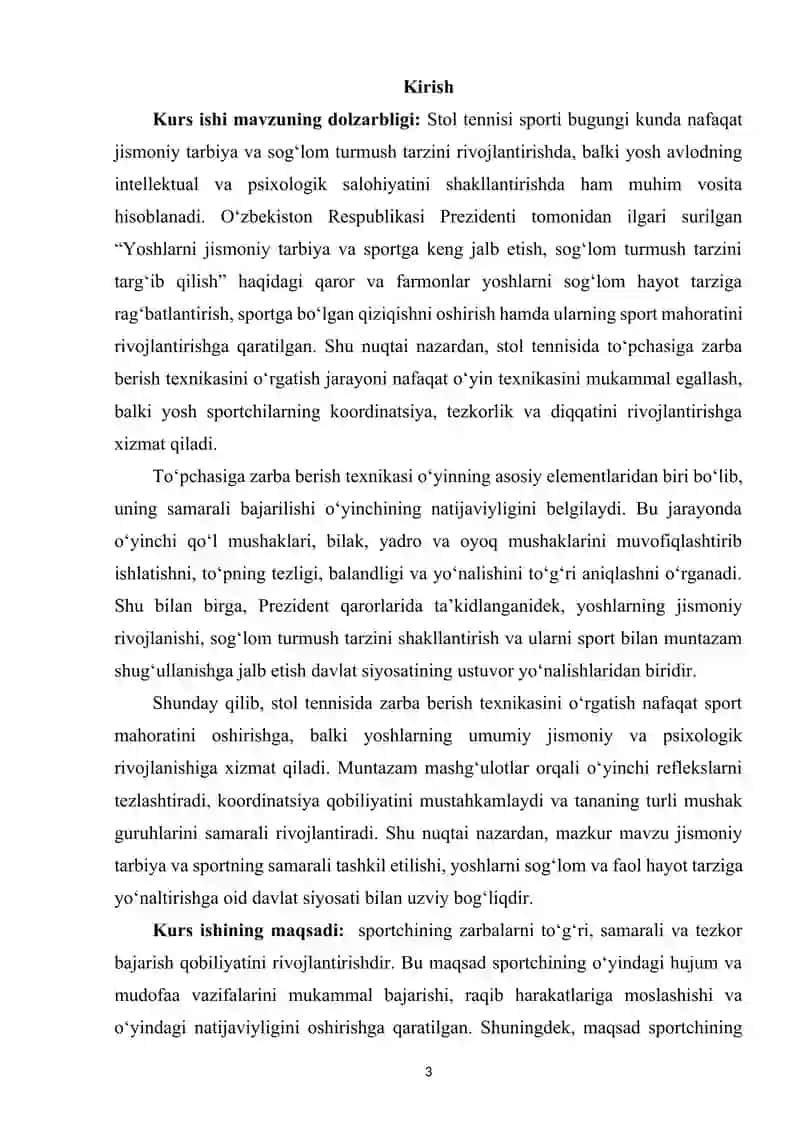 Stol tennis to‘pchasiga zarba berish texnikasini o‘rgatish 2