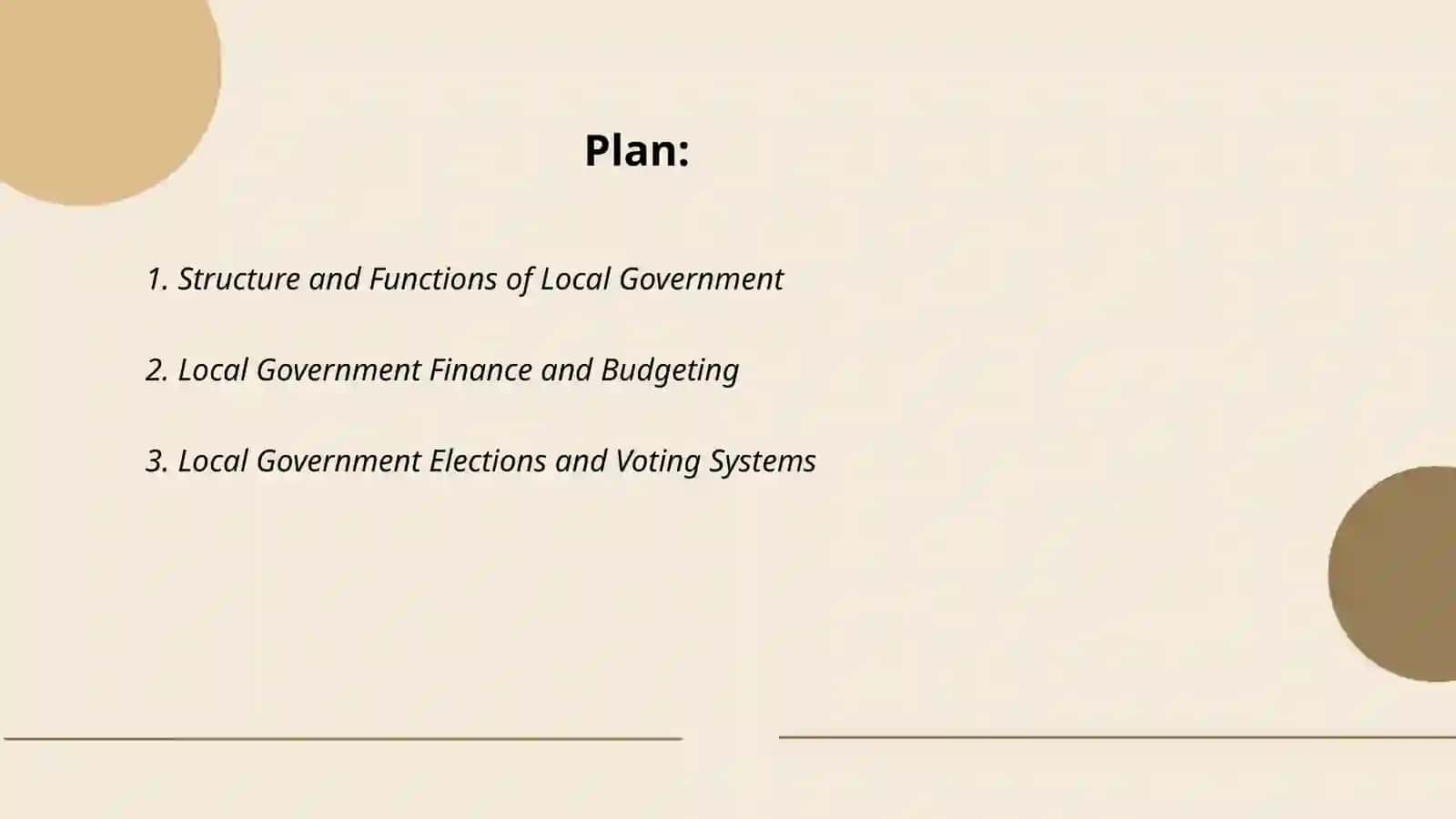 Plan: Structure and Functions of Local Government 2
