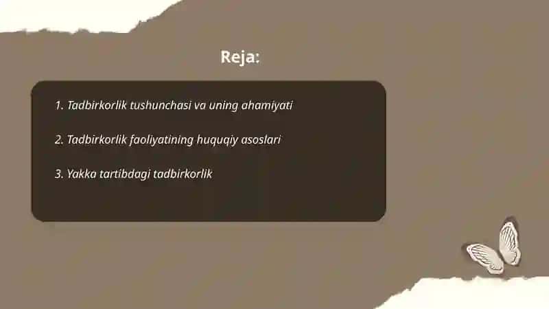 Tadbirkorlik shakllari va ularni tashkil etish 2