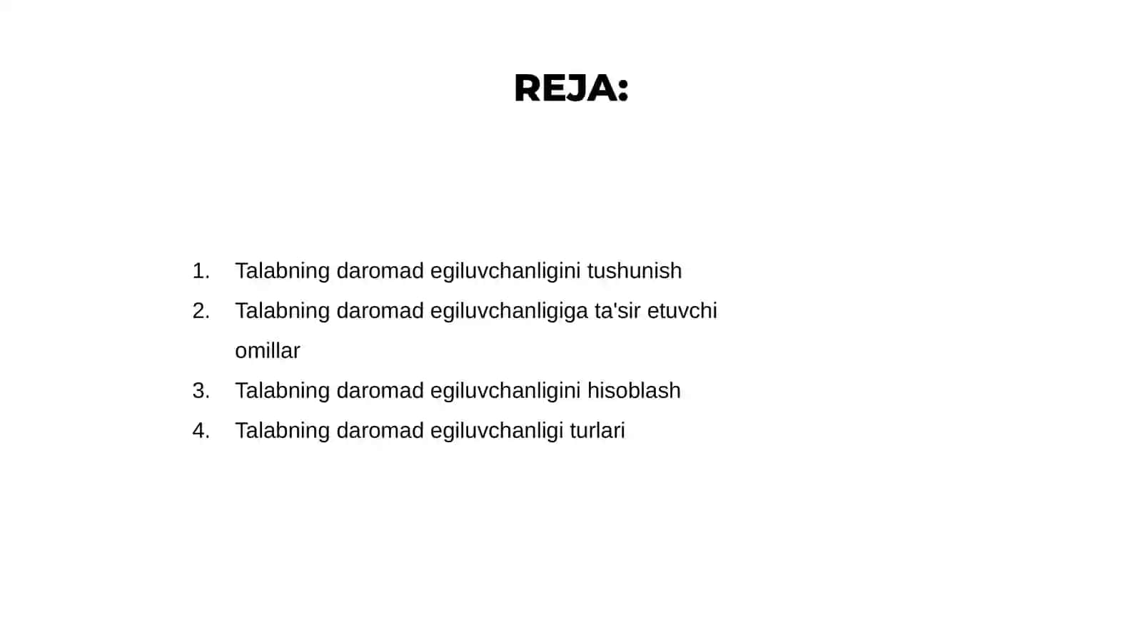 Talabning istemolchi daromadiga kõra elastikligi 2