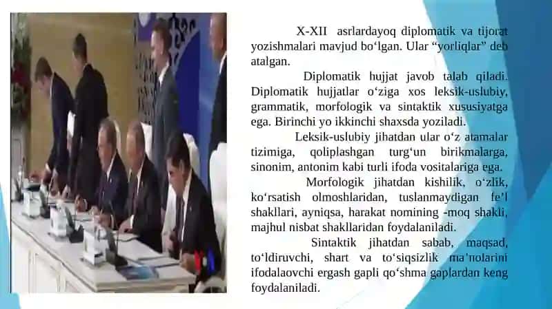 Diplomatik yozishmalar ma'ruzasi 2