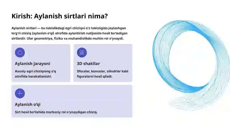 Aylanish sirtlari va 2-tartibli sirtlarga doir mashqlar 2