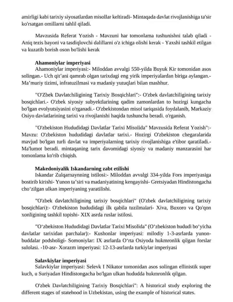 O'Zbek Davlatchiligining Tarixiy Bosqichlari 2