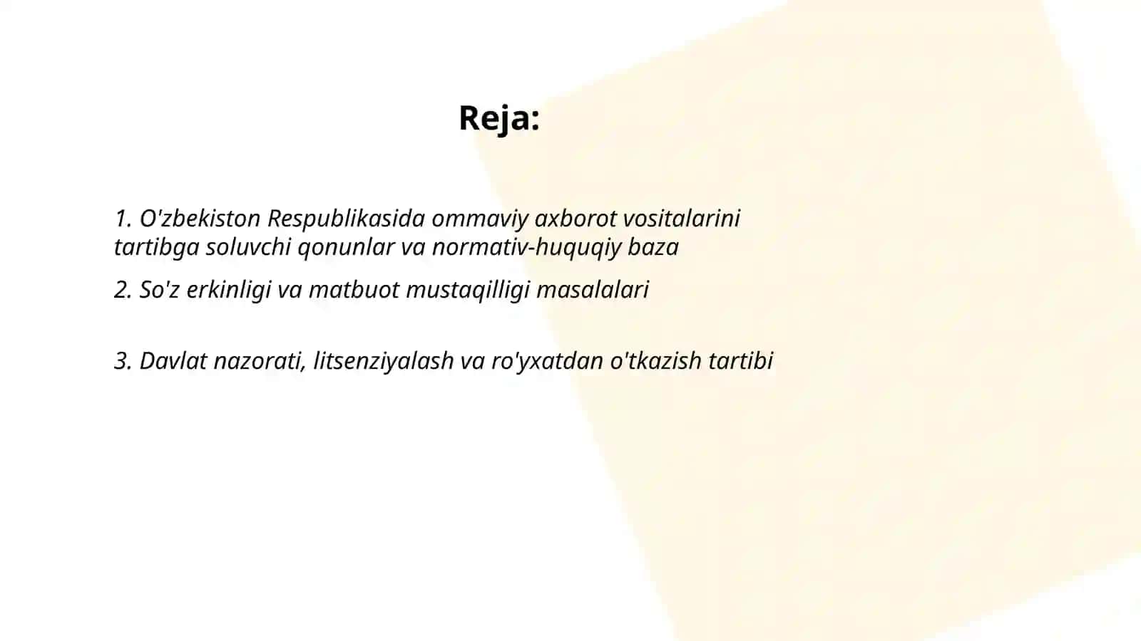 O'zbekiston Respublikasida ommaviy axborot vositalarining faoliyati 2